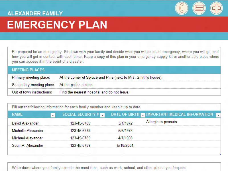 8-family-emergency-plan-sheet-templates