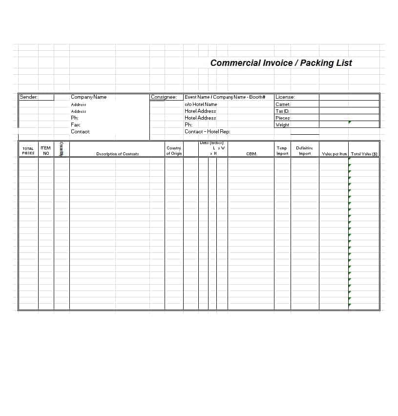 free commercial invoice template excel