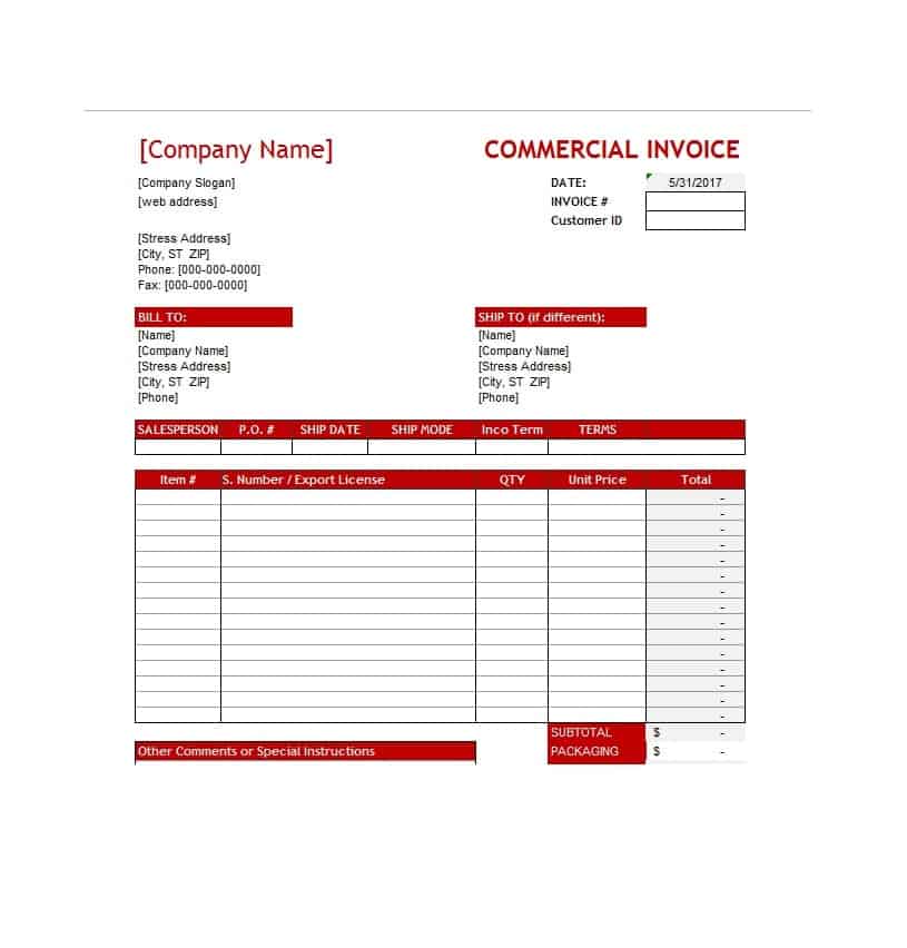 create an invoice template in word