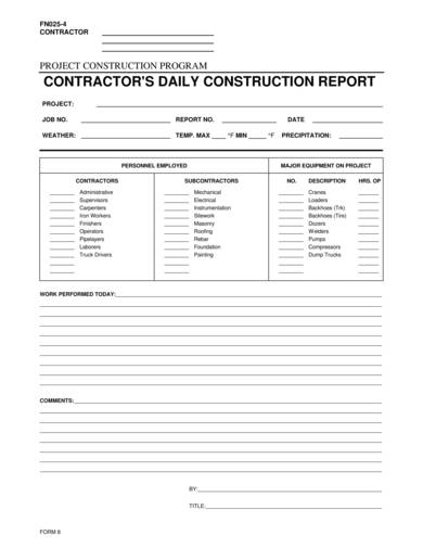 Construction Report Template