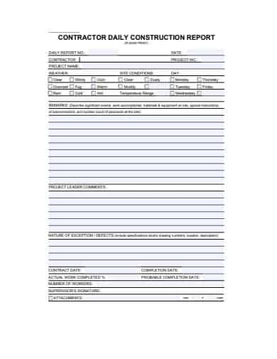 Construction Report Template