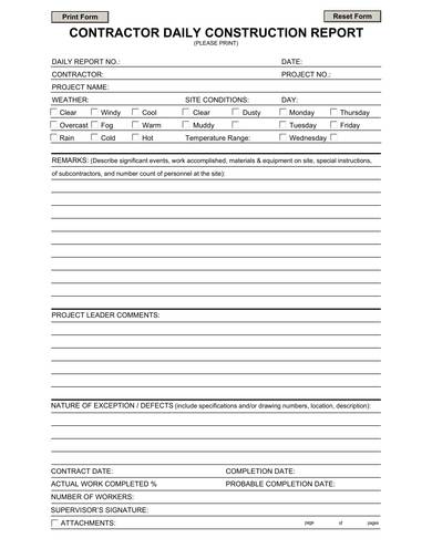 Construction Report Template