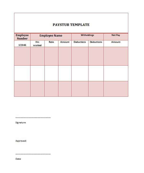 Simple Pay Stub Template Excel