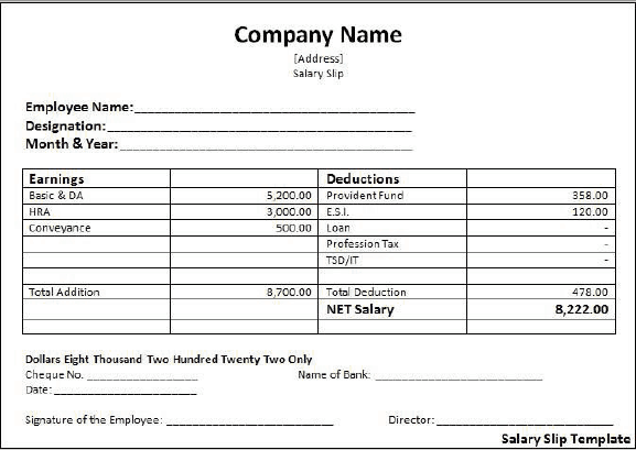 simple salary slip format