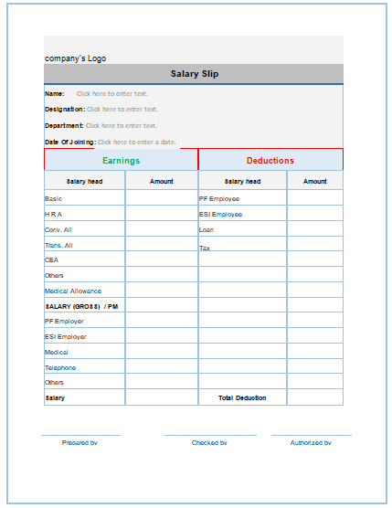 Salary Statement Template