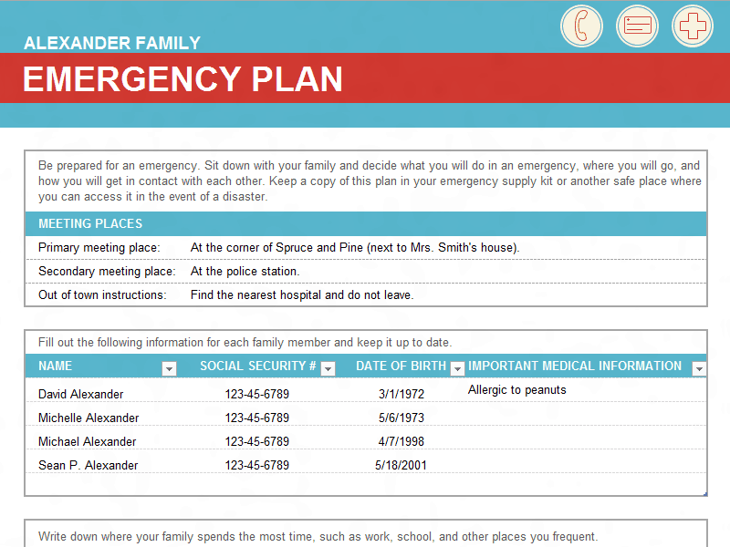 8 Family Emergency Plan Sheet Templates Word Excel Formats