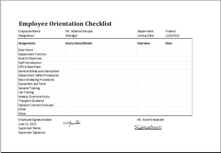 2 Employee Orientation Checklist Templates