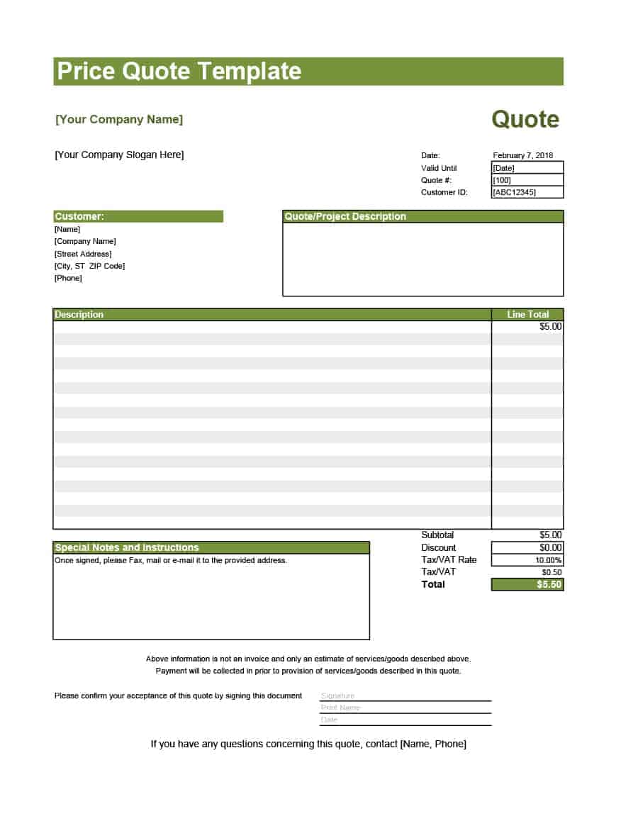 7 Free Price Quotation Templates