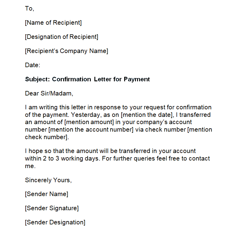 13 Sample Confirmation Letters 13 Sample Confirmation Letters