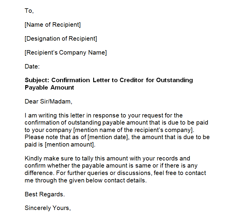 Accounts Payable Balance Confirmation Letter Sle Infoupdate