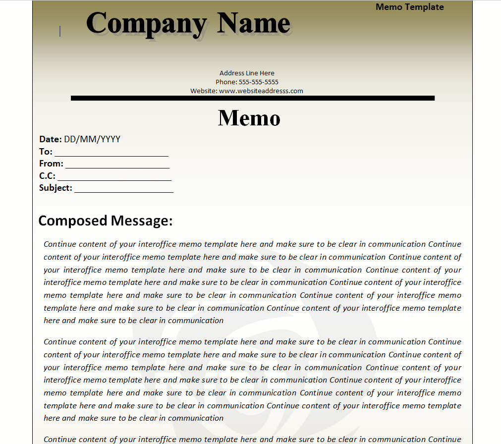 Business Format Memorandum Sample Business Format Memorandum Sample
