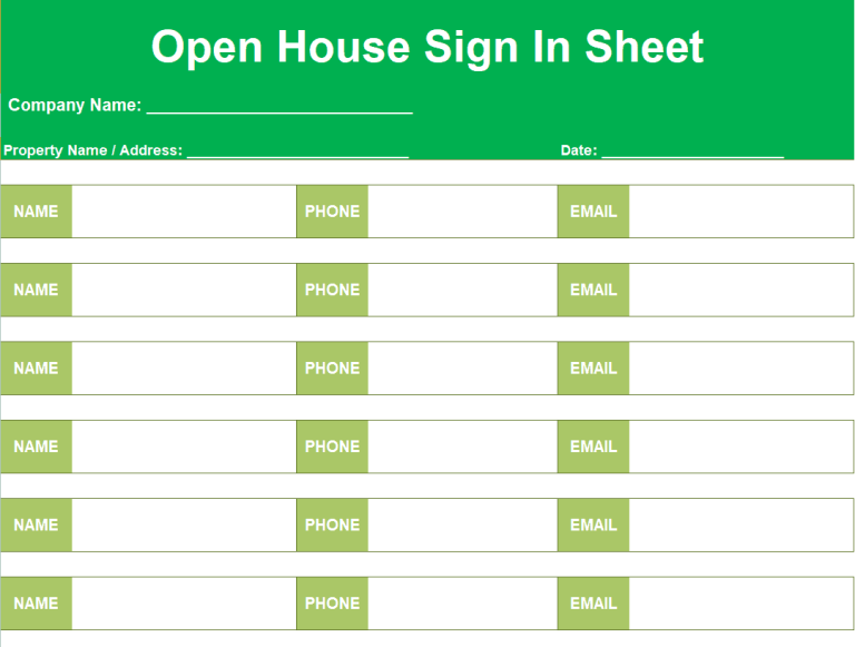 15+ Official Open House Sign In Sheet Templates for Real Estate Agents