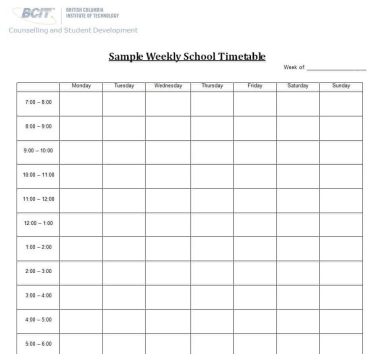 25 FREE School Timetable Templates WORD EXCEL PDF 