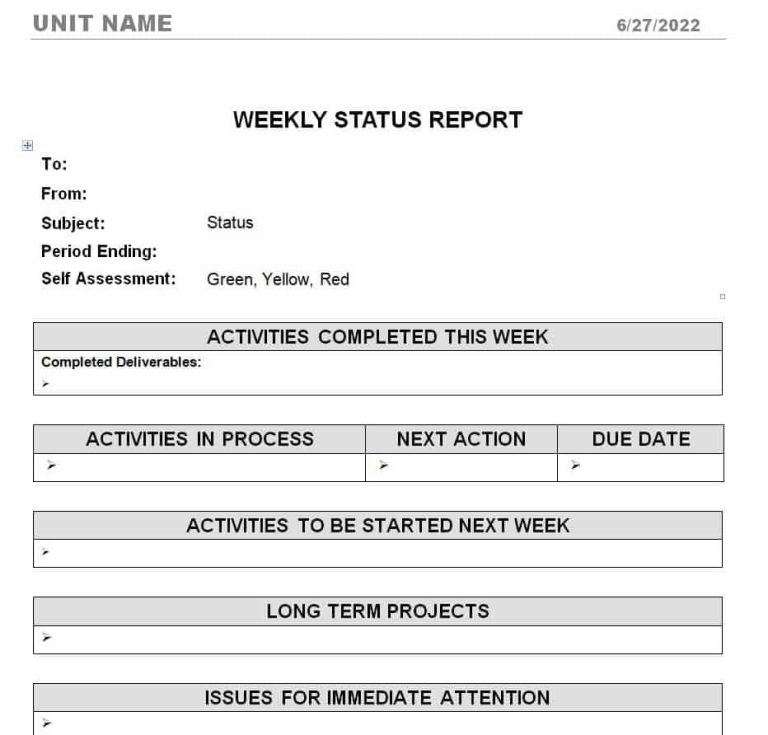 30 Professional Weekly Status Report Templates In Pdf And Word