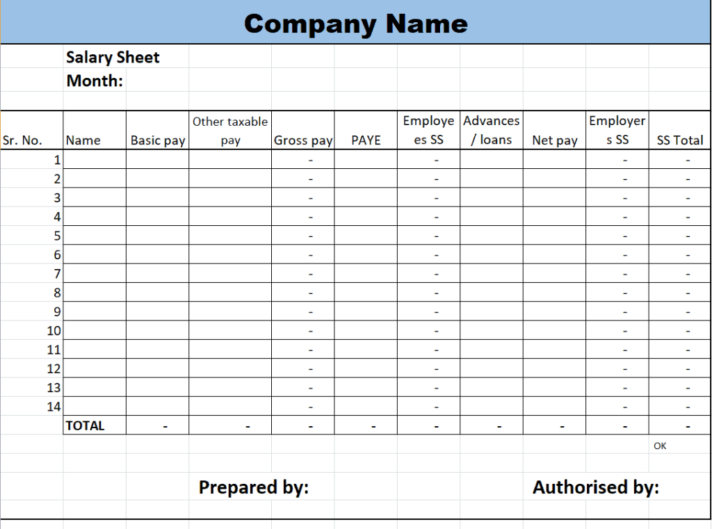 Download 17 Printable Salary Sheet Templates In Excel And Word